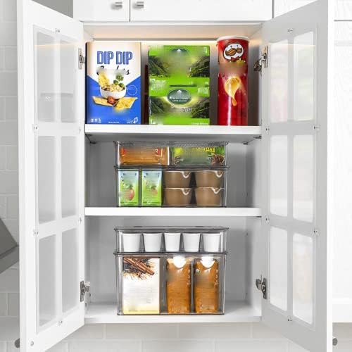 Fayrimi 2buc pubele pentru cămară & frigider cu balamale - clar Containere de organizare din Plastic. Eliberați spațiu în bucătărie
