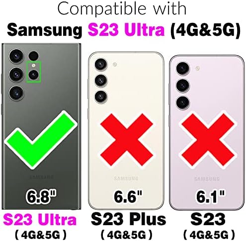 Carcasă telefonică asuwish pentru Samsung Galaxy S23 Ultra 5G Portofel cu fermoar Copertă detașabilă cu protector de ecran