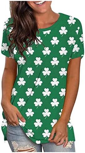 Femei St Patrick Day Cămașă verde norocos irlandez tricou tricou de modă casual modă cu mânecă scurtă echipa de topuri de pulover