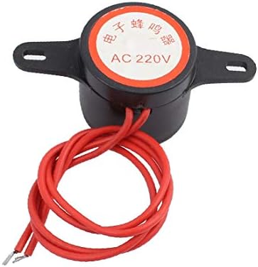 X-DREE AC 220V 30mm Dia. 2-fir continuu activ electronic Buzzer alarmă Negru (AC 220V 30mm Dia. 2-Cableado timbru electricnico activo continuo Alarma Negro