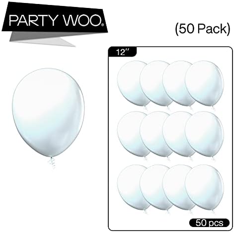Baloane albe PartyWoo 50 buc 12 inch, baloane din Latex, baloane de petrecere pentru copii, Baloane cu heliu pentru decoratiuni