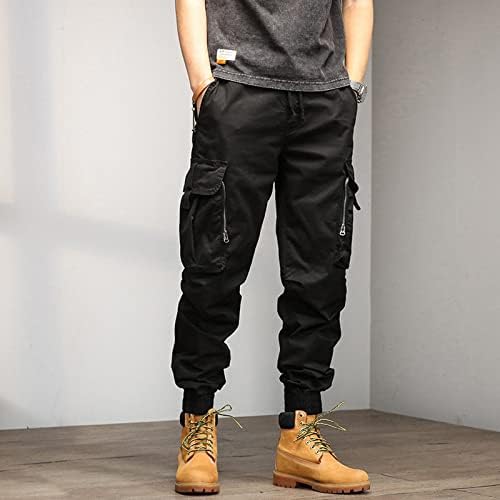 MENS Fashion Casual Casual Bumbac liber Plus Dantelă de buzunar Pantaloni de culoare solidă în general 4 1