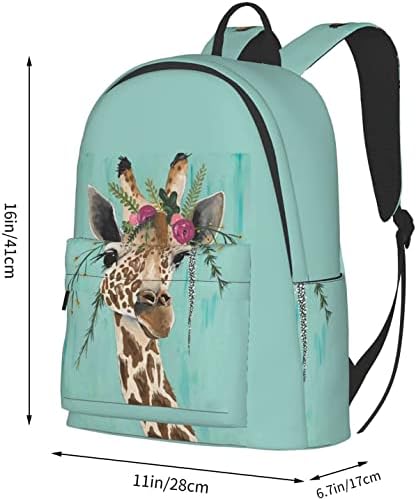 Fehuew 16 inch rucsac girafă cu coplifica laptop floral rucsac de tipărire completă pentru școlar pentru școlii pentru a călători