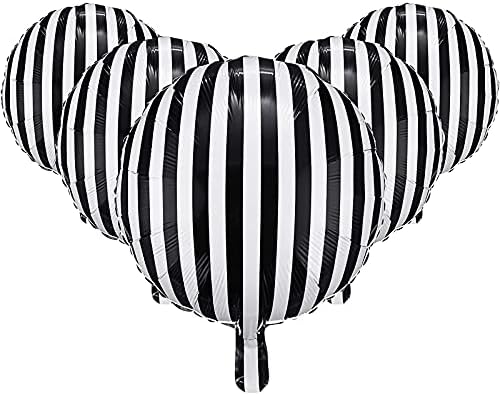 12 piese 18 Inch negru și alb dungi baloane decorare folie Mylar baloane aluminiu heliu baloane pentru petrecere de aniversare,