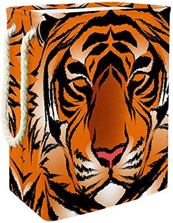 Deyya Tiger Stripe animal coșuri de rufe împiedică înalt Robust pliabil pentru copii adulți băieți adolescenți fete în dormitoare