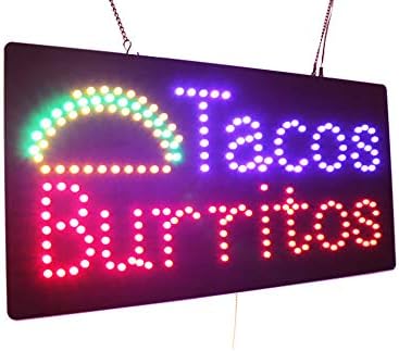 Semnul Tacos Burritos, semnalizare de topking, led neon deschis, magazin, fereastră, magazin, afaceri, afișare, cadou de deschidere