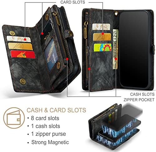 ZORSOME portofel Husă pentru iPhone 11,2 în 1 detașabil din piele Premium PU cu 8 sloturi pentru suporturi pentru carduri pungă