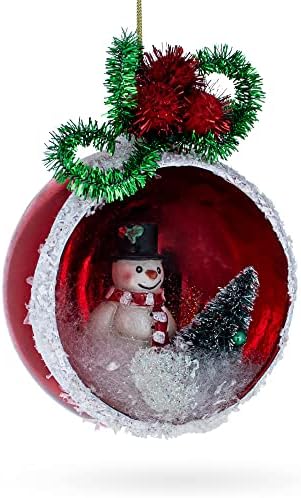 Capul lui Moș Crăciun cu Mistletoe Glass Ornament de Crăciun