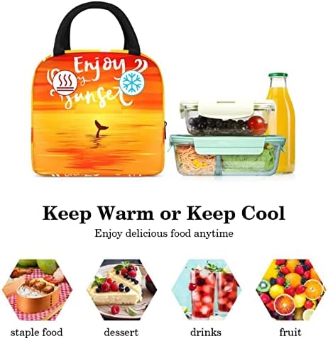 Sunset Orange Paint Lunch Bag cutie de prânz izolată Picnic Bag outdoor School Travel Food Container Cooler Tote Bags pentru