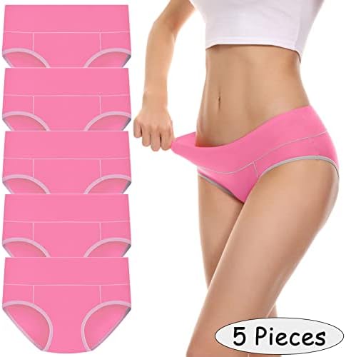 5 pachete pentru femei cu talie înaltă de bumbac pentru femei Control de burtă Colectarea patchworkului plus dimensiunea Bikini