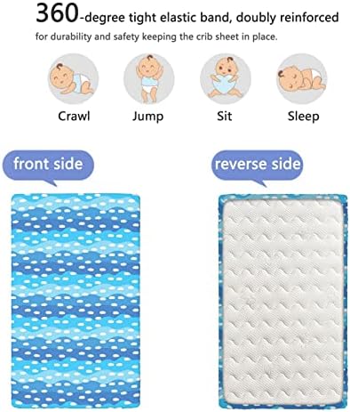 Cearșafuri Mini pentru pătuț cu temă Sky, cearșafuri portabile Mini pentru pătuț foaie moale și elastică pentru pătuț-cearșaf pentru copii pentru Băieți Fete,24 x38, albastru azur albastru cer