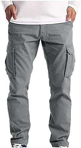 Wenkomg1 Mens drumeții Cargo pantaloni sport pantaloni largi de lucru Pantaloni usori Casual picior drept pantaloni de trening