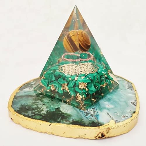Sharvgun Orgone Piramida Malachite Crystal, Tiger Eye Crystal Ball Reiki Cupru Chakra Lotus of Life Vindecarea pietrei prețioase
