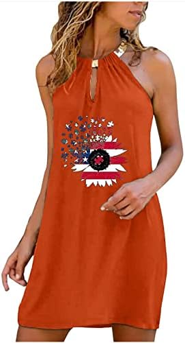 Rochii scurte de vară, femei steag american rochie de tanc patriot