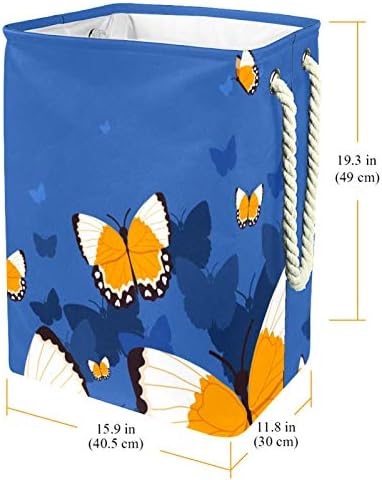 Coșuri de rufe impermeabile Deyya, înalte, robuste, pliabile, fluture, cu imprimeu albastru, pentru copii adulți, băieți adolescenți,