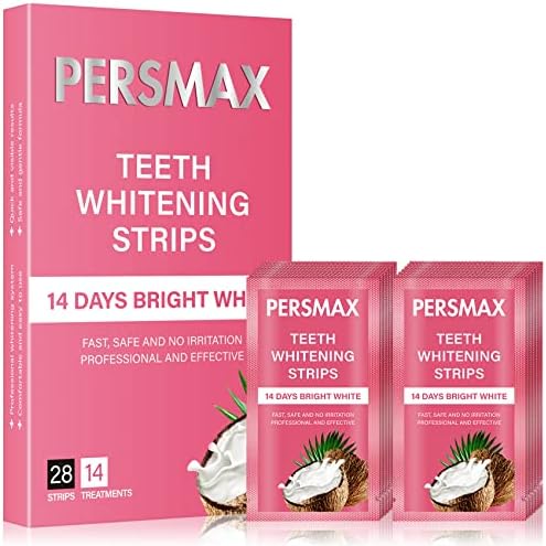 Benzi de albire a dinților Persmax 14 tratamente, smalț sigur pentru dinții albi, set de albire fără alunecare a sensibilității la alunecare, pachet de 28 de benzi