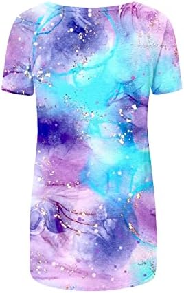 Bluză imprimată de marmură de vară pentru femei Casual Casual Flowy Summer cu mânecă scurtă Tricouri de tee