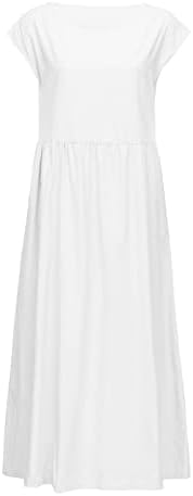 lcziwo femei Rochii de vara Casual simplu bază Midi rochie pentru femei Plus Dimensiune Fără mâneci Bumbac lenjerie rochie