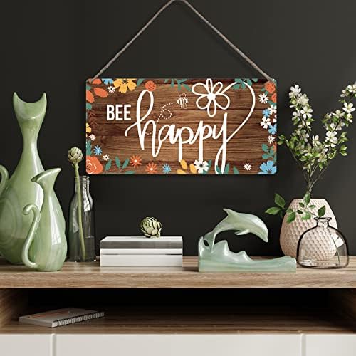 Country Stil pozitiv Decor de perete Semne din lemn Rustic albină Happy Happy Hanged Placă Placă Semnă de casă Prezent