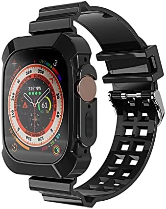 Kaihang compatibil pentru Band Watch, Crystal Clear Iwatch Bang curea cu carcasă de bara de protecție robustă 38mm/40mm/41mm/42mm/44mm/45mm/49mm