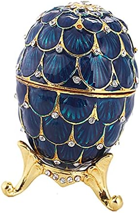 XJJZS Crystal Crystal Studded Falked cu ouă în formă de ou, cutii de trinket cutii de colier cu cutie cadou