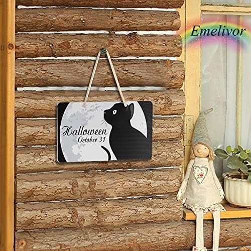 Semn de bun venit pentru pridvorul ușii - Halloween Cat Full Cat Porch Front Sign Decor Home Board Art Artă de perete Hanging