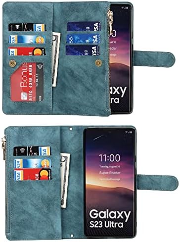 Jaorty Samsung Galaxy S23 Ultra 5g portofel caz,[ 9 sloturi pentru carduri] detașabil reglabil Crossbody colier curea de umăr