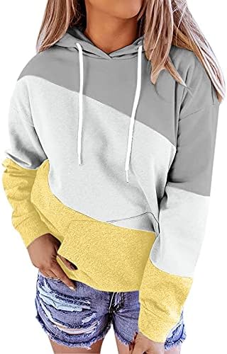 Femei cu mânecă lungă casual Cascadă Pullover Fashion Patchwork Tricou tipărit Bluză cu hanorac cu glugă supradimensionată