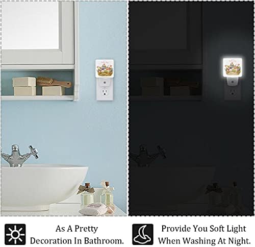 Lampa cu senzor cu senzor cu amurg-to-zori Rodailycay, 2 pachete de lumină plug-in pentru baie, dormitor, cameră pentru copii,