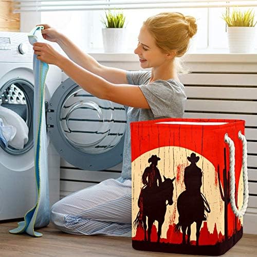 Inhomer silueta de Cowboy cuplu de echitatie cai 300d Oxford PVC haine impermeabile împiedică coș mare de rufe pentru pături