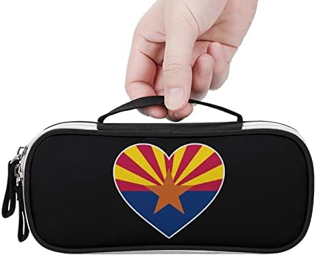 Love Arizona Flag Flag Penul Pencil Pen portabil Geantă cu stilou cu fermoar pentru călătorii pentru machiaj pentru machiaj