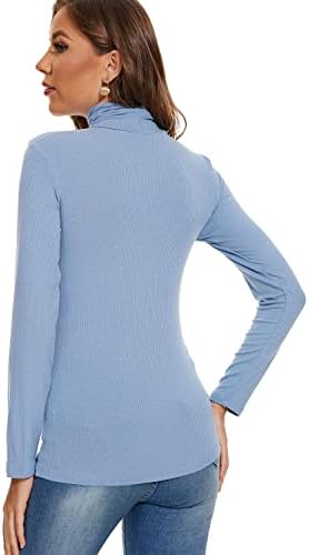 Femei Laikakud Mock Turtleneck cămașă cu mânecă lungă pulovere gât înalt pentru cămăși cu picătură