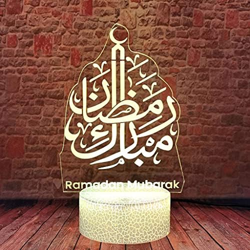 Sosowlight Ramadan Eid Mubarak Moon Lamp 3d Illusion LED Desk Night Light 16 culori RGB Ramadan Decorațiuni de masă pentru