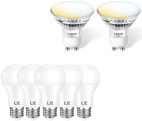 Pachet-2 articole: A19 E26 800 lumeni Lumina zilei alb LED Becuri & amp; 2 Pack GU10 Smart LED Becuri