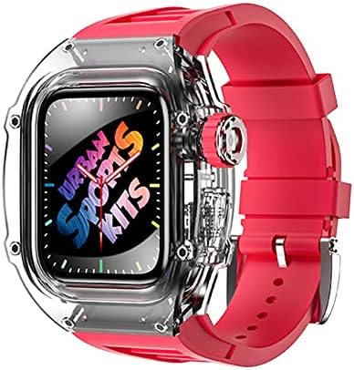 Zedevb Carcasă Metalică transparentă pentru Apple Watch 44mm 45mm 45mm Fluorine curea pentru seria Iwatch 8 7 6 54 Se Urban