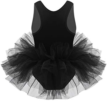Agoky pentru copii fete gimnastice rochie de balet fără mâneci top top leotard stratificat plasă de fustă costum de dans
