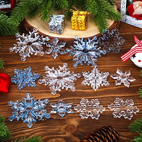 64 PC -uri Ornamente de fulg de zăpadă de Crăciun Acrilic de Crăciun Fulgi de zăpadă Decorații agățate de Crăciun Fulgi de