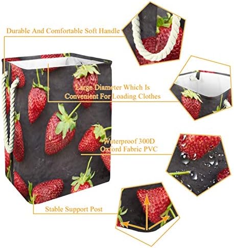 MAPOLO spălătorie împiedică căpșuni Lenjerie pliabilă coș de depozitare a rufelor cu mânere suporturi detașabile bine ținând