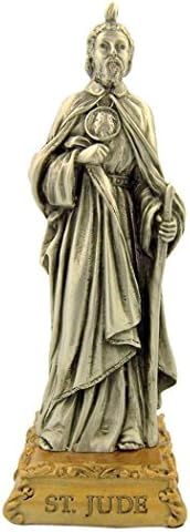 Colecția de sculptură liturgică Michelangelo Statuie figurină Searmter Saint Joseph pe baza de lemn, 4 1/2 inch