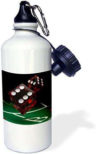 3DROSE „CRAPS MASE care arată două zaruri care sunt aruncate jocuri de noroc” Gambling „Sports Water Bottle, 21 oz, alb