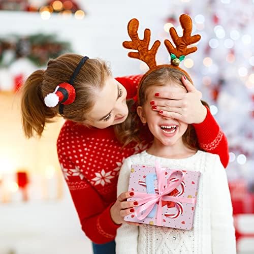 Chinco 12 PC -uri Anul Nou Cadouri de deținător cutii Pink Blue Cutie pentru cadouri pentru cadouri Small Snowman Santa Santa Renii cu fulgi de zăpadă cu panglică pentru femei fete pentru copii pentru copii pentru copii