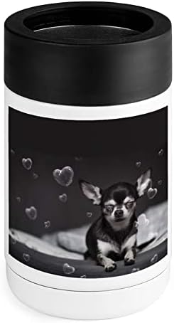 Chihuahua cu inimi bule Cupa rece din oțel inoxidabil izolat Can Coolers Tumbler cu capace pentru femei pentru bărbați cadouri