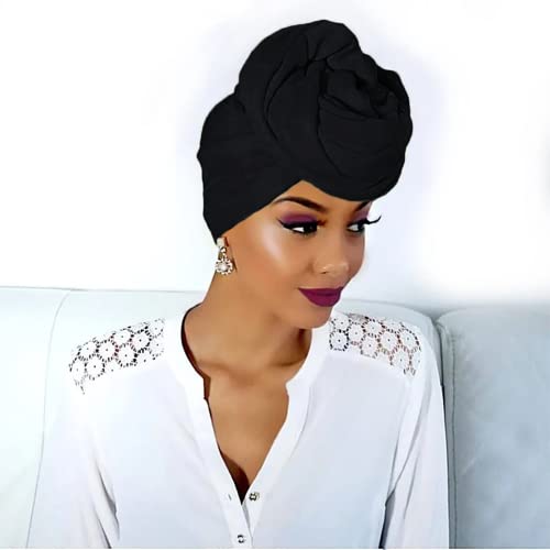 4packs eșarfă de păr pentru femei negre învelișuri de turban pentru femei eșarfă întinsă cap de cap african înveliți tricou