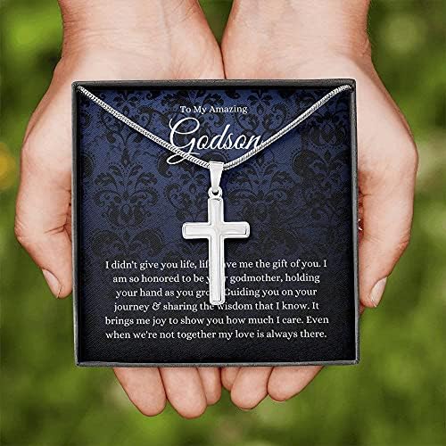 Bijuterii cu carduri de mesaje, colier handmade- Crucea de cadouri personalizate, daruri de naș de la nașă pentru botez Prima
