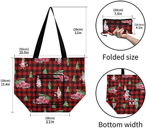 Christmas Buffalo Red Black Black Foldable Holg Bag pentru a reutiliza geantă alimentară reutilizabilă Școală grea, geantă