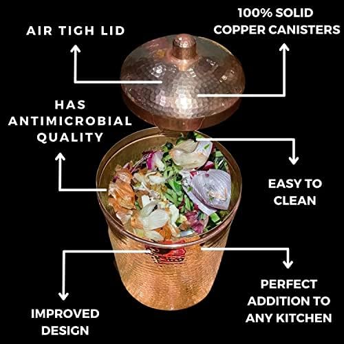 Sertodo Copper Kitchen Compost canistră / ecartament greu, ciocănit Manual | cupru pur / elegant și durabil / 7,5 inch,