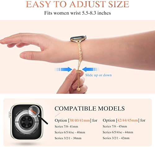 LETOID 40mm slim Apple Watch Band & Case Set, Women Fancy Metal Bratalet Cutre cu copertă de strasuri cu diamante bling pentru