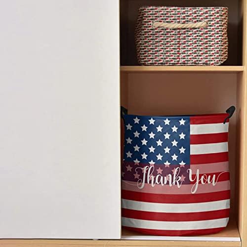 Ziua Independenței coș mare de rufe, geantă pliabilă cu mânere,American Memorial Patriotic star Flag impermeabil pliabil de