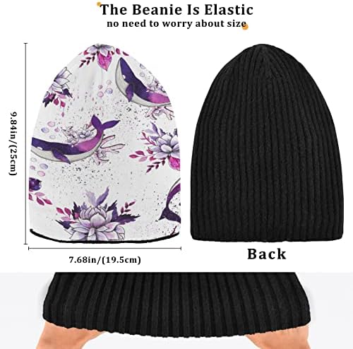 Pălărie de beanie tricotat pentru femei pentru bărbați moale cald de iarnă pălărie de iarnă ocean acuarelă delfini flori craniu
