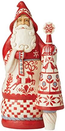 Enesco Jim Shore Heartwood Creek Nordic Noel Moș Crăciun cu figurină caldă și confortabilă, de 10,25 H, multicolor